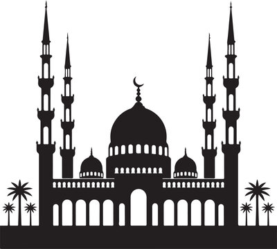 eid mobarak silhouette , Islamic architecture, mosque silhouette