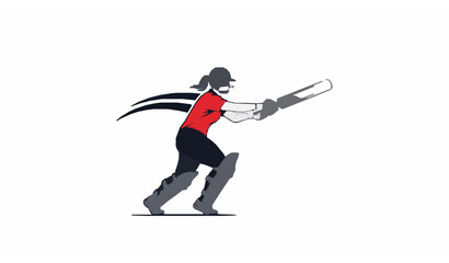 Obraz premium Women Cricket Player Cover Drive Logo Icon Vector Illustration