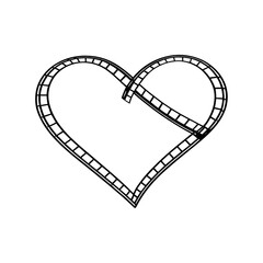 Fototapeta premium Film Reel Forming a Heart Shape – Elegant Minimal Outline Vector Illustration for Cinema, Movie Love, and Romantic Film Concepts
