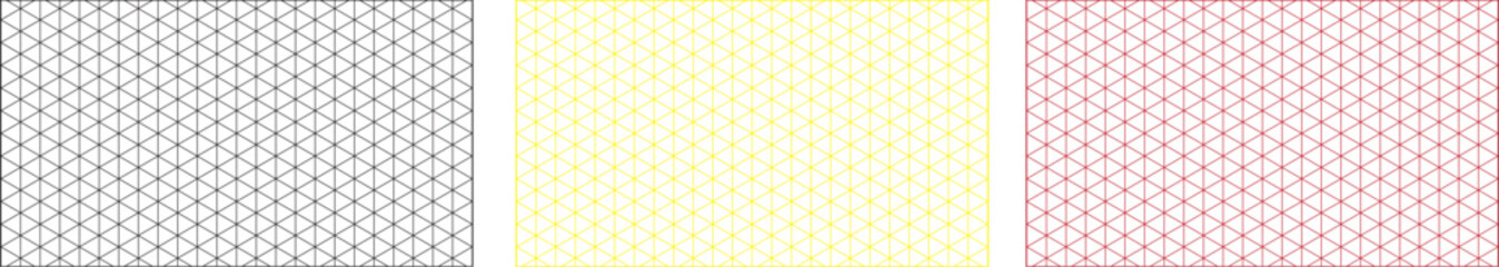 A Triptych of Subtle, Densely Packed Geometric Patterns in Grayscale, Yellow, and Pink Hues