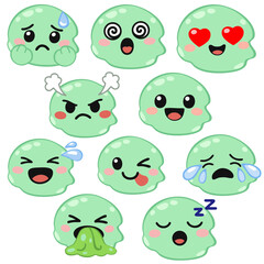 Obraz premium Cute Slime Emoji Set with Funny Facial Expressions