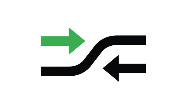 Two arrows one green and one black depicting opposing or reciprocal action

