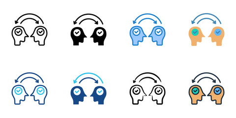 Knowledge Sharing icons set multiple style collection. Editable stroke 
