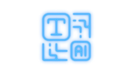 Fototapeta premium Glowing neon abstract AI processing icon isolated on transparent background. Artificial intelligence. Neural network. Machine learning. Digital technology. Data processing.