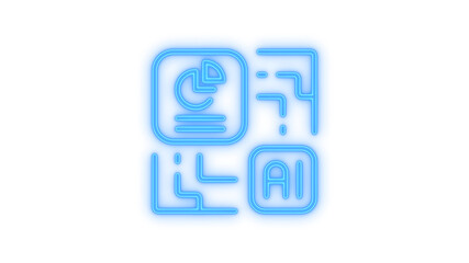 Fototapeta premium Colorful glowing neon artificial intelligence and data processing icon isolated on transparent background. Technology. Business. Future. Innovation. Digital.