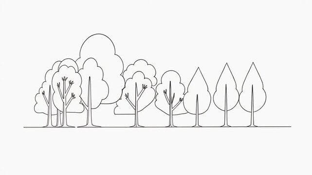 Animated tree line drawing on white background transitioning to a black screen