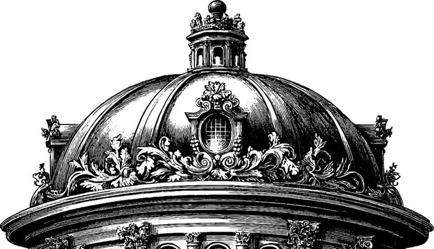 Vintage dome exterior profile with botanical elements - architectural design inspiration