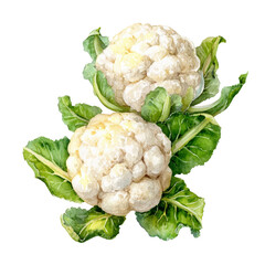 Watercolor - Cauliflower watercolor png. Vegetable on transparent isolated background.
