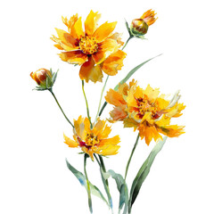 Watercolor - Coreopsis watercolor png. flowers on transparent isolated background. (2)