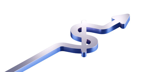 Business Finance Png Concept With Blue Dollar Currency Arrow Moving Up For Money Investment Profit And Growth