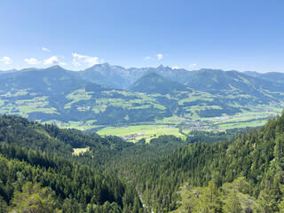 Fototapeta premium A summer landscape Mountain from the Austrian Dachstein region which is a all year fascinating vacation region
