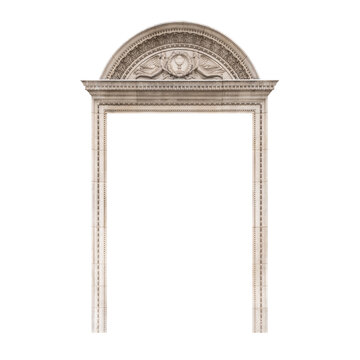 Element of architectural decoration of buildings. Old arch. Neo-Byzantine style.