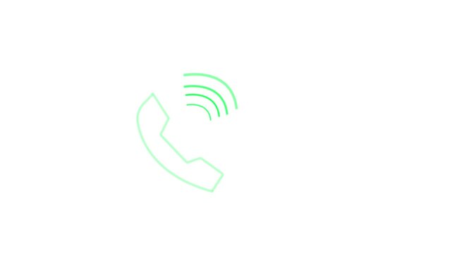 Telephone icon glowing neon parrot color animation black background,with 4k video animation.