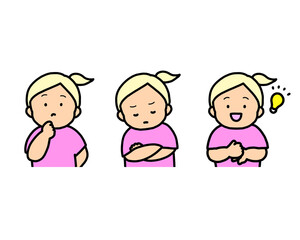 悩む・考える・ひらめく子供の感情表現 3点セット