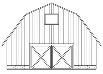Obraz premium Barn building isolated graphic black white sketch illustration vector