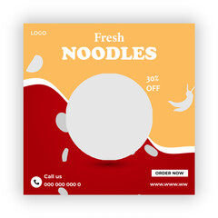 Delicious noodles social media post design  template 