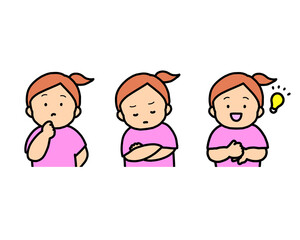 悩む・考える・ひらめく子供の感情表現 3点セット