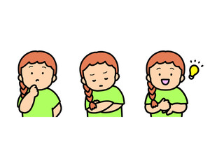 悩む・考える・ひらめく子供の感情表現 3点セット