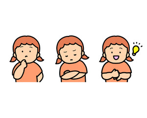 悩む・考える・ひらめく子供の感情表現 3点セット