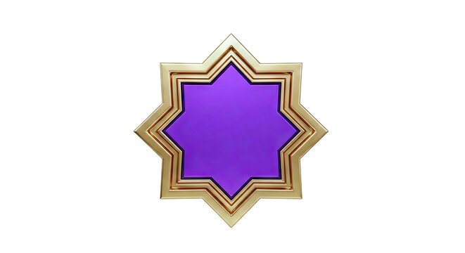 Eight-Pointed Star with Gold Frame and Purple Center
