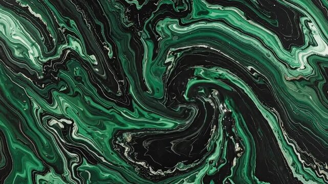 Abstract swirling pattern with green and black colors, creating a dynamic and artistic background.