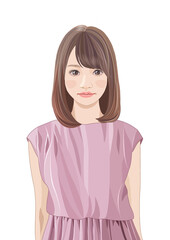 清楚若い女性上半身イラスト