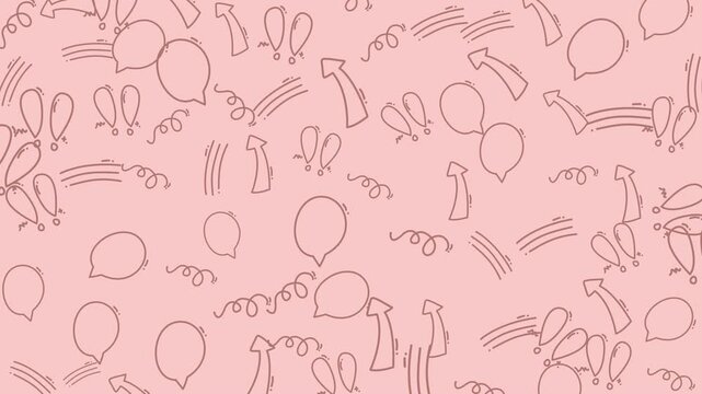 Doodle line art speech bubble arrow exclamation mark pattern communication hand-drawn ideal for playful backgrounds, social media graphics, and creative design projects.