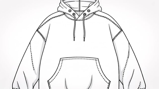Hoodie Technical Drawing Progression: Fashion Design and Apparel Development Process