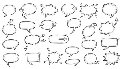 Fototapeta premium Hand-drawn Speech Bubbles Collection: Various Shapes and Styles for Communication