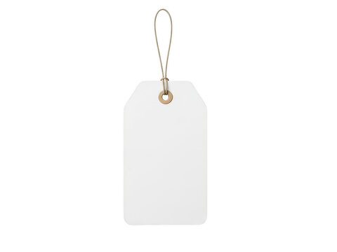Blank white tag with string and ring