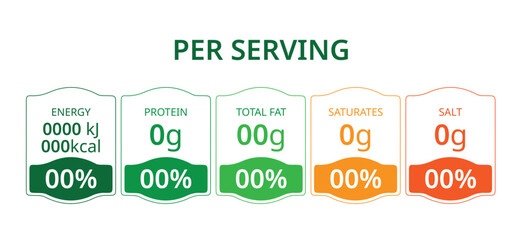 Nutrition Facts information label vector for cereal box package, for calories, cholesterol and fats food table information.
