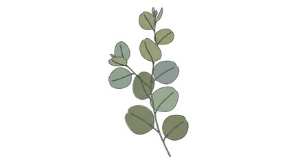 Obraz premium Eucalyptus branch with green leaves, botanical illustration