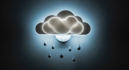 Cloud-shaped night light with raindrops design.