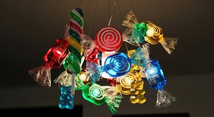 Colorful Candy Chandelier - A Sweet Delight.
