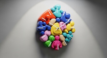 Colorful Figurines Displayed on a White Surface.