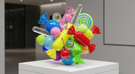 Colorful Candy Sculpture on Display.