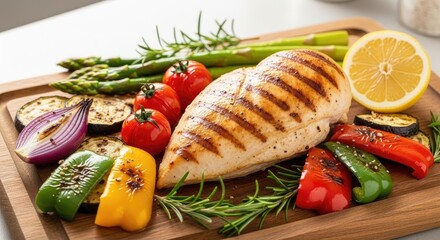 Grilled Chicken Breast with Fresh Vegetables.
