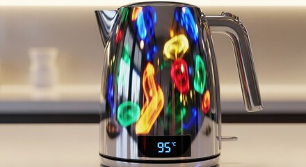 Modern Electric Kettle with Colorful Display.