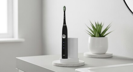 Modern Electric Toothbrush and Bathroom Decor.