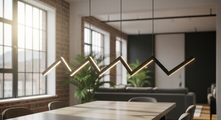 Modern Interior Design with Zigzag Lighting.