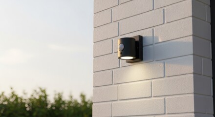 Outdoor Wall Light Fixture on Brick Wall.