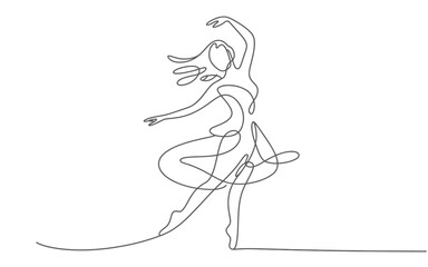 Ballerina dancing gracefully, dynamic continuous line art © StockSynergy