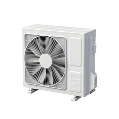 Fototapeta premium White air conditioning unit with visible fan