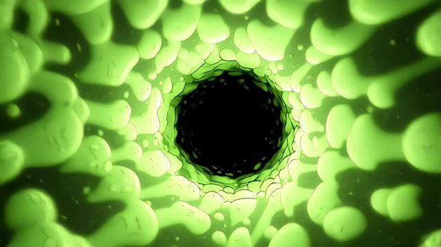 Neon Green and Purple Soap Bubble Ring on Black