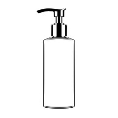 Clear Soap Dispenser with Black Pump on White Background