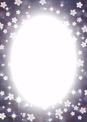 幻想的な輝きの夜桜の花 背景 フレーム