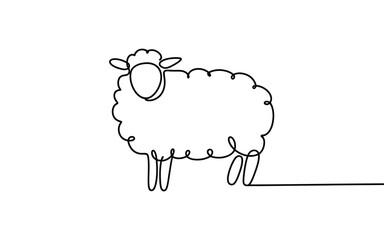 Obraz premium Sheep Continuous Line Art