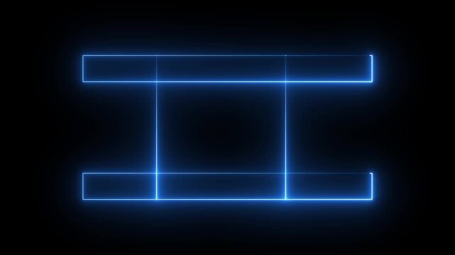 Glowing Neon web box pattern animation on black background. Blue color .