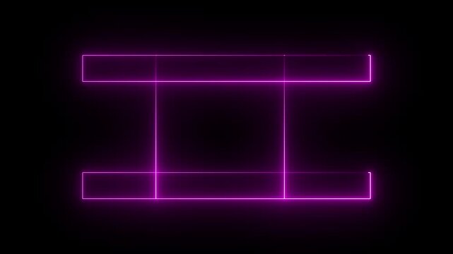 Glowing Neon web box pattern animation on black background.. violet color video.