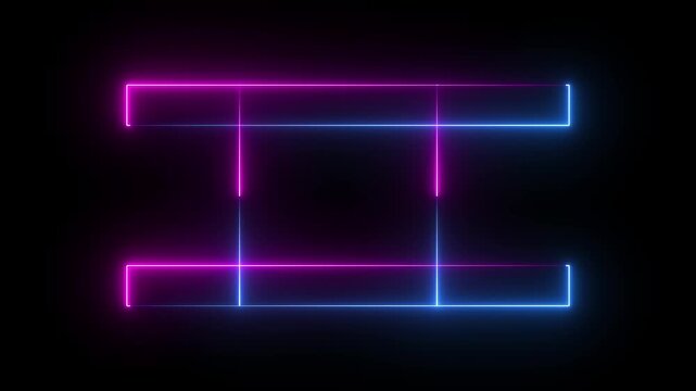 Glowing Neon web box pattern animation on black background.